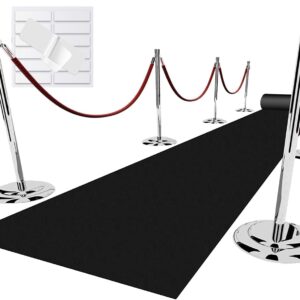 Glamourous Event Black Carpet Runner with Double-Sided Tape - 2.6X15 ft, 130 GSM Felt Non-Woven Fabric, Perfect for Wedding Aisles and Movie Theme Decor