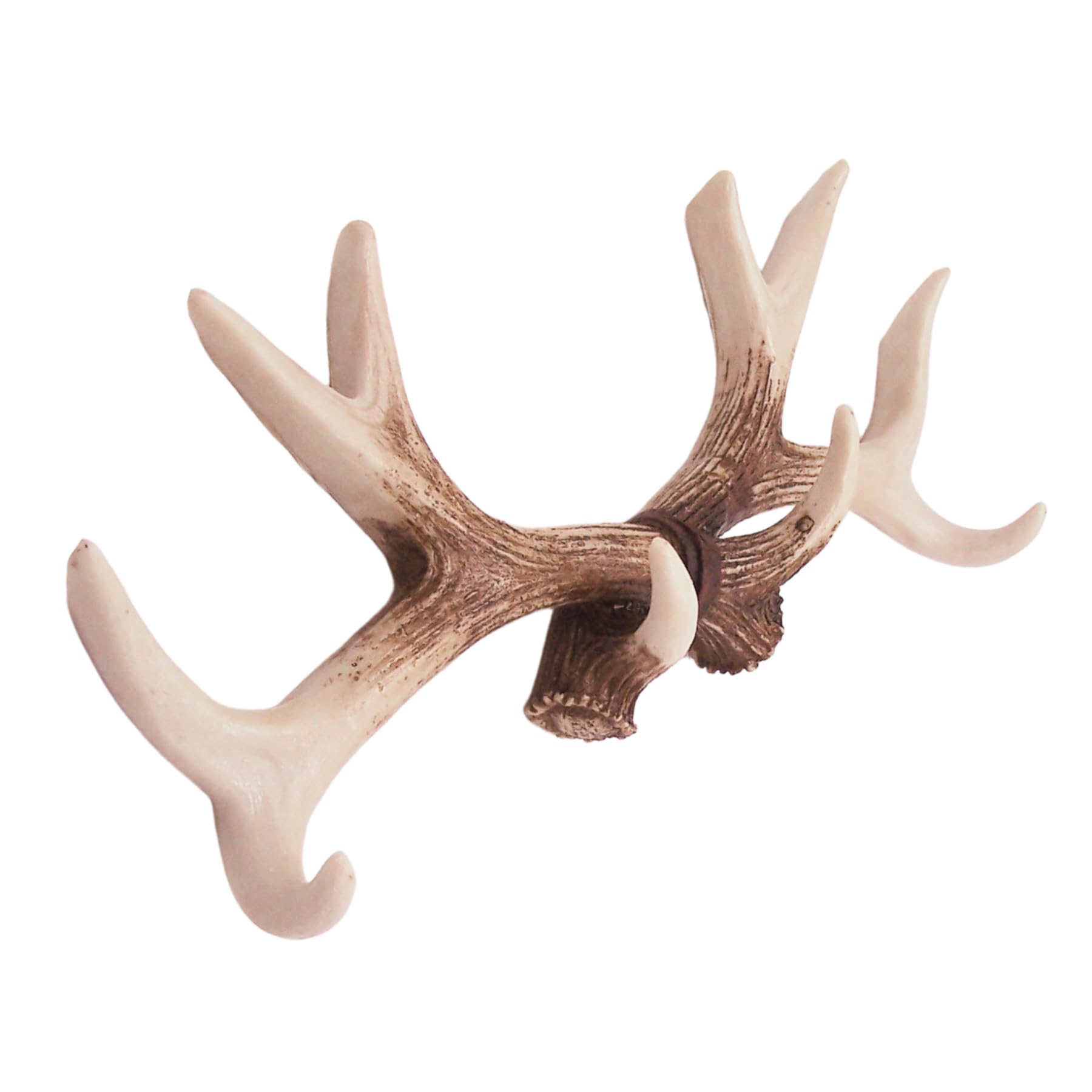 Wowser Rustic Deer Antler Wall Mounted Hook Rack - 14.75 Inches, 4 Hooks