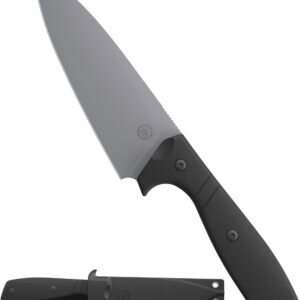 Off-Grid Knives - Sierra Chef Knife with Sandvik 14C28N Stainless Steel, Kydex Sheath and Belt Clip, G10 Scales, Camping, BBQ & Home Kitchen Use (Stonewash)