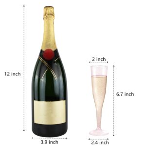 WDF 36 Pack Pink Glitter Plastic Champagne Flutes - 7OZ Pink Champagne Flutes Plastic, Champagne Glasses Glitter Pink Champagne Flutes, Plastic Flutes Champagne Disposable for Party & Wedding