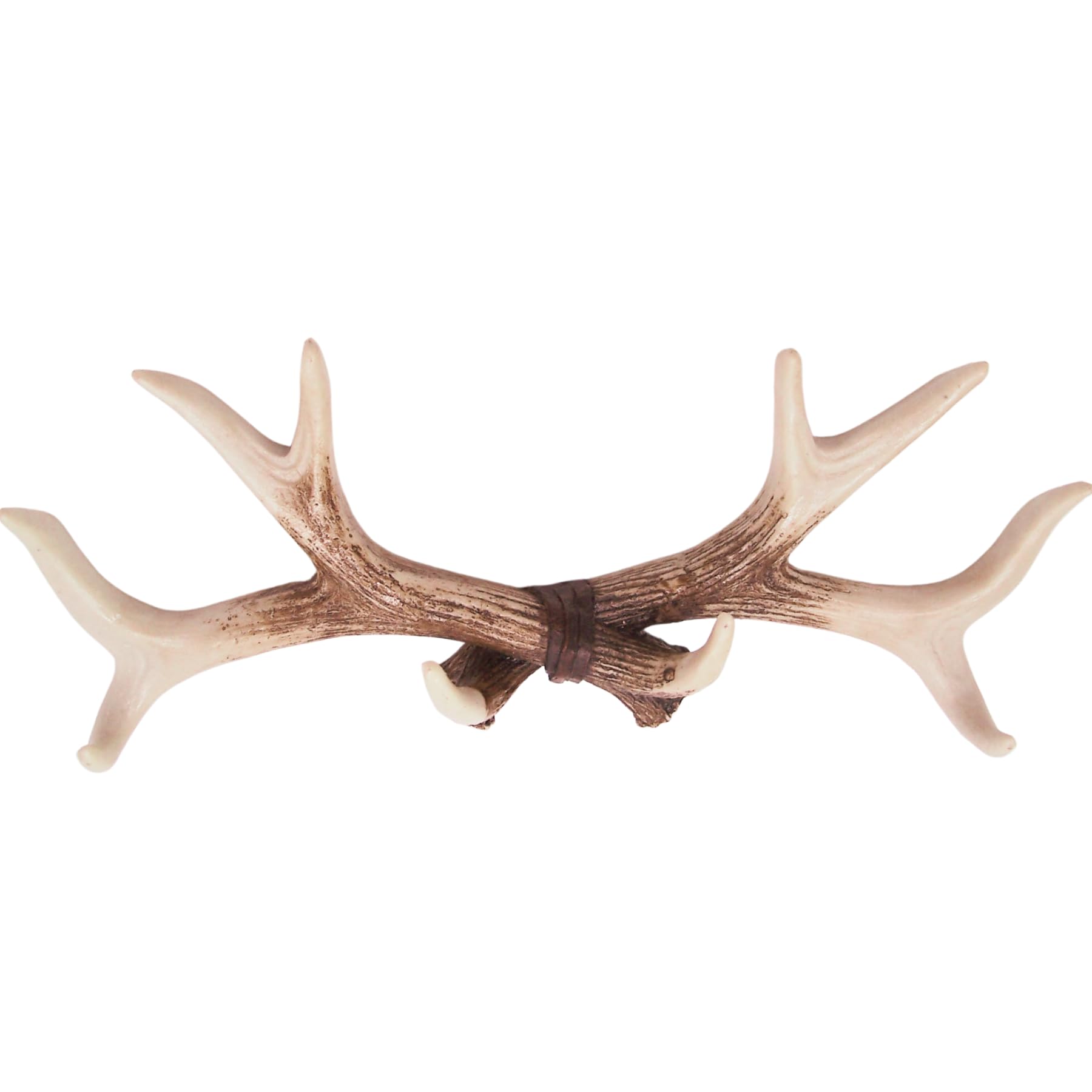 Wowser Rustic Deer Antler Wall Mounted Hook Rack - 14.75 Inches, 4 Hooks