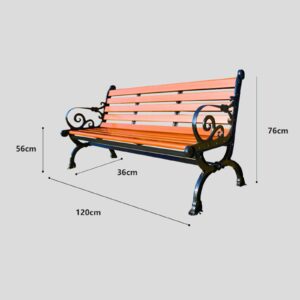 Outdoor Bench, PVC Seat + Cast Aluminum Legs, Garden Bench, Park Bench with Comfortable Backrest