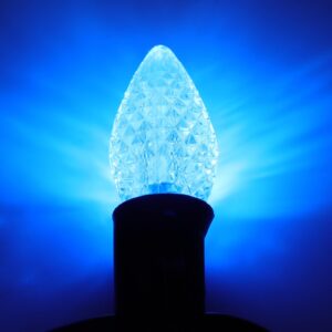 Jawtach C9 LED Christmas Light Bulbs - 50 Pack C9 LED Bulbs ICY Blue - 1W for Outdoor String Lights, Holiday Decoration