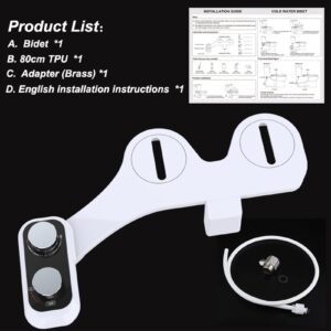 Universal Smart Toilet Bidet Dual Nozzle Design with Knob Switch, Self Cleaning Sprayer for Men, Women, Children, Elderly