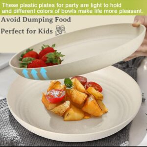 9 Inch Unbreakable Wheat Straw Plates - Reusable Plate Set - Dishwasher & Microwave Safe - Dinner Dishes Lightweight Plates Salad Kids Adult Plate for Kitchen Camping - BPA Free (Plate-9in)