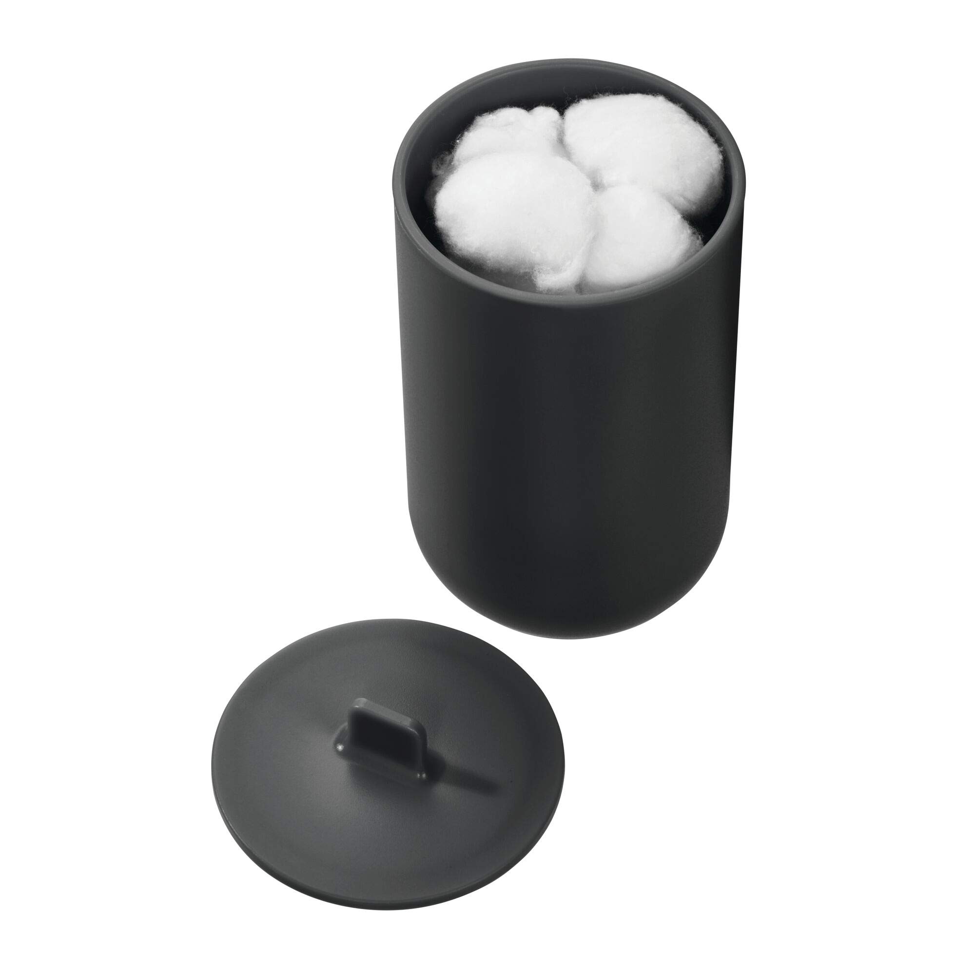 iDesign Cade Canister Bathroom Storage Jar with Lid for Bathroom, Vanity, Desk, Countertop, 3.14" x 3.14" x 5.09", Matte Black (Pack of 2)