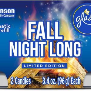 SC Johnson Glade Candle Jar, Air Freshener, Fall Night Long, 3.4 Oz, (Fall Night Long, 2 Count, Pack of 3)