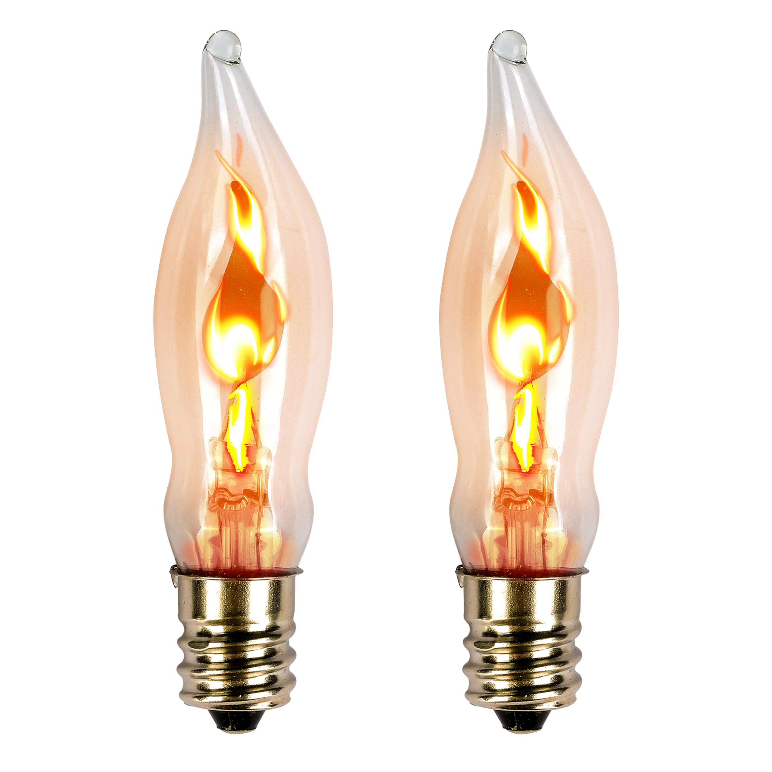 OHLGT Flicker Flame Light Bulb for Hallowwen Christmas Decorative 3 Watt, 120V, E12 Flame Candelabra Light Bulbs（2 Packs）