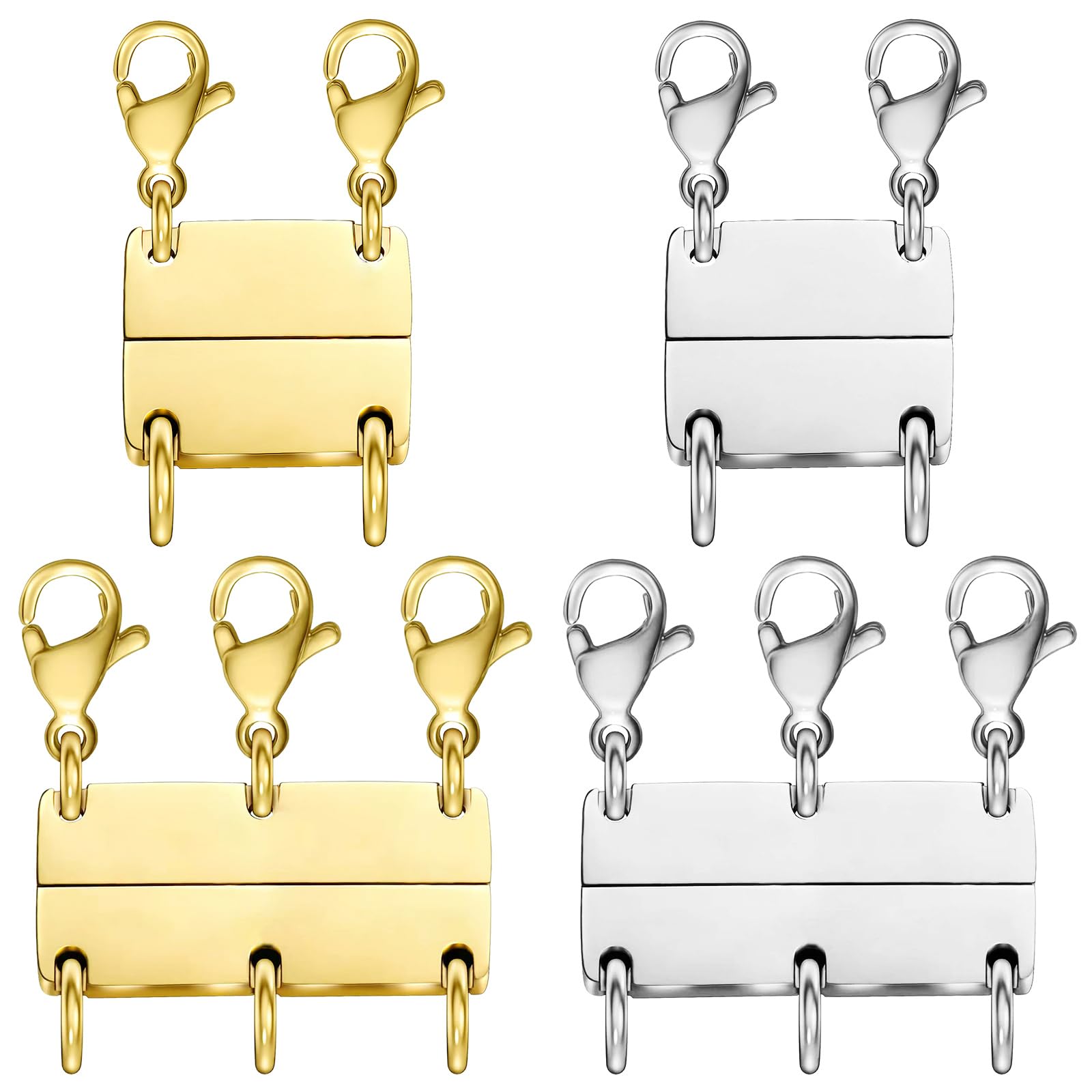 Qulltk Necklace Layering Clasps Magnetic Clasps for Jewelry,18K Gold and Silver Separator for Stackable Necklaces and Chains