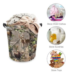 Camo Deer Camouflage Hunting Laundry Hamper with Handles Collapsible Storage Basket Laundry Basket