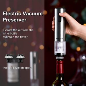 Electric Wine Opener Set, Roter Mond Automatic Wine Bottle Opener with Charging Base, 7-in-1 Wine Present with Wine Aerator Pourer Electric Vacuum Pump with 2 Stoppers Wine Foil Cutter for Home Party