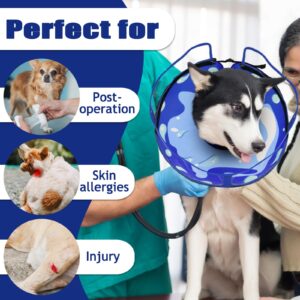 BARKLESS Dog Cone, Soft Dog Donut Collar After Surgery for Medium Large Dogs, Inflatable Dog Cone with Enhanced Anti-Licking Detachable Shield, Not Block Vision Dog Neuter Cone Alternative