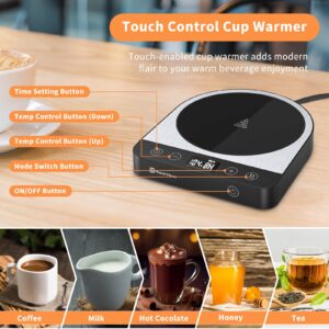 Coffee Mug Warmer for Desk, Maestri House Electric Mug Warmer with 5 Temperature Settings, 6-Level Timer, 4 Modes for Coffee, Candle, Milk and Tea, Portable Beverage Warmer for Home and Office