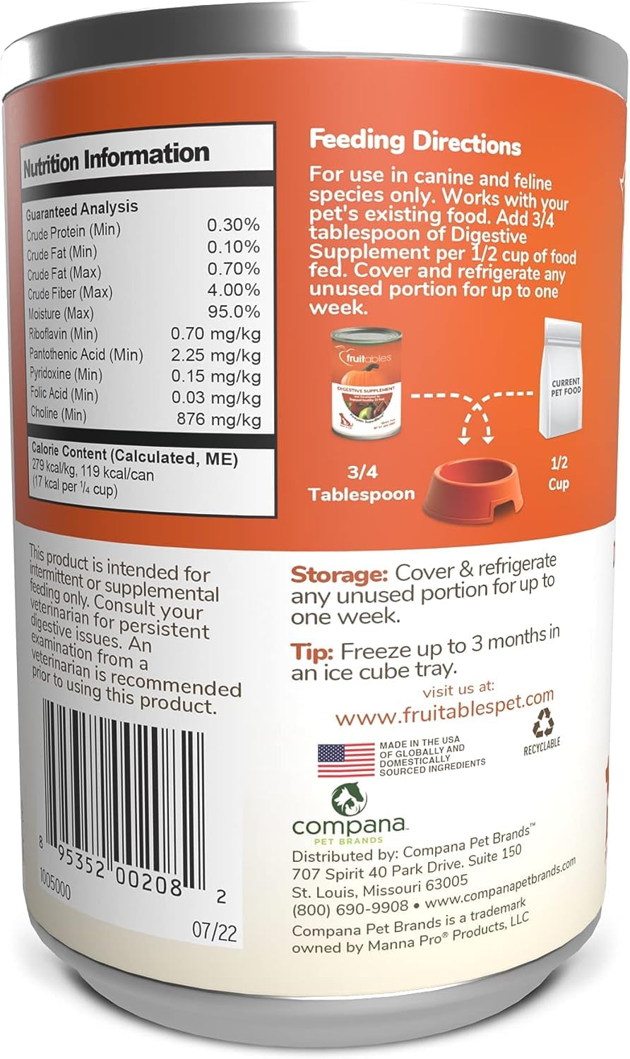 Aurora Pet Bundle (3) Fruitables Pumpkin Superblend Digestive Dog & Cat Supplement (15-oz Each) with AuroraPet Wipes