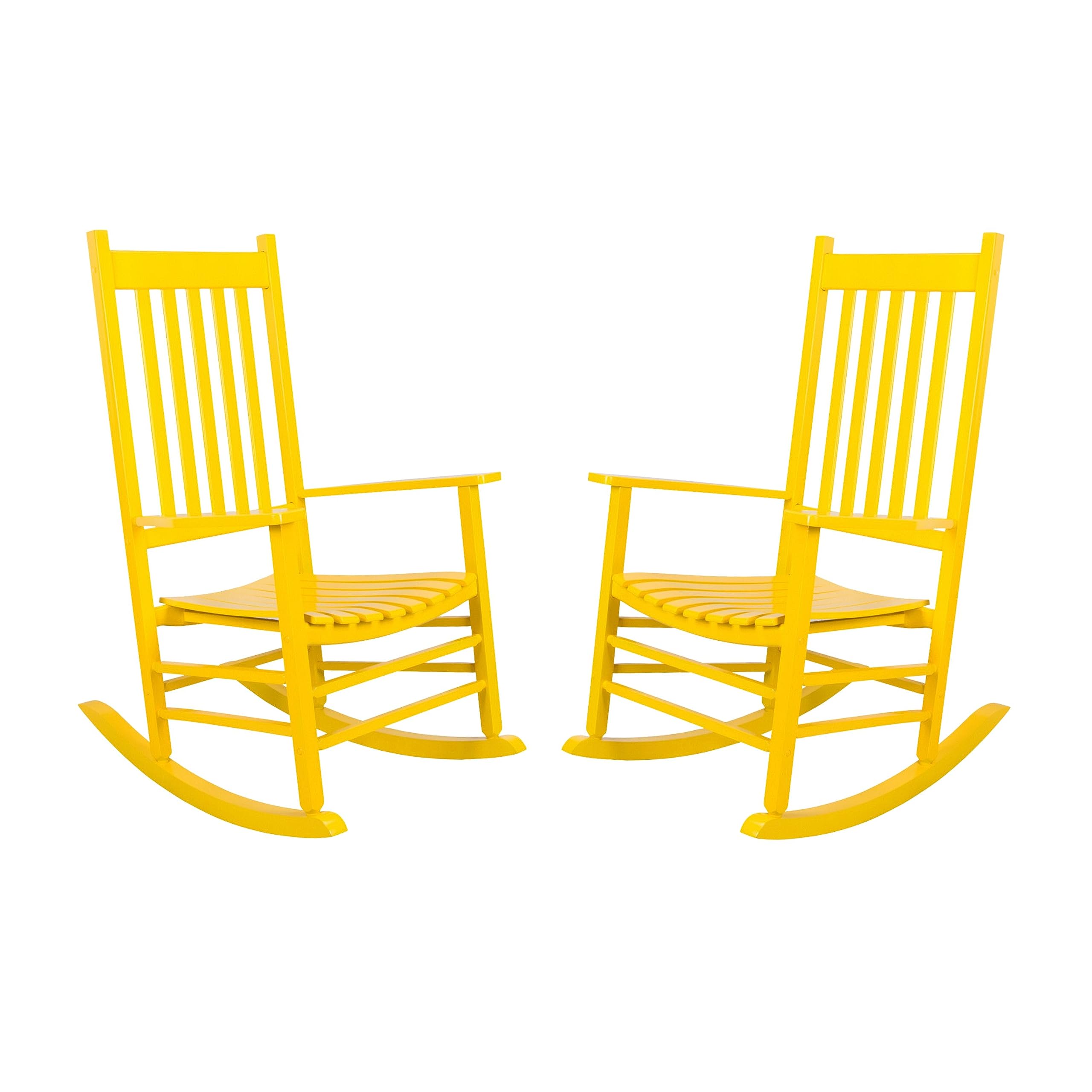 Shine Company Vermont Rocking Chairs, Outdoor Front Porch Rocker Set of 2, Lemon