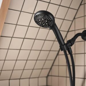 Moen Beric Matte Black Single Handle Modern Tub and Shower Faucet with Handshower, Valve Included, 82775BL