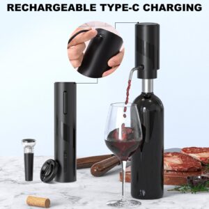 COKUNST Electric Wine Opener Set, USB Rechargeable Bottle Opener and Wine Decanter & Wine Aerator and Pourer, Wine Stopper, Foil Cutter 4-in-1 Gift Set for Wine Lovers Home Kitchen Party Wedding Bar