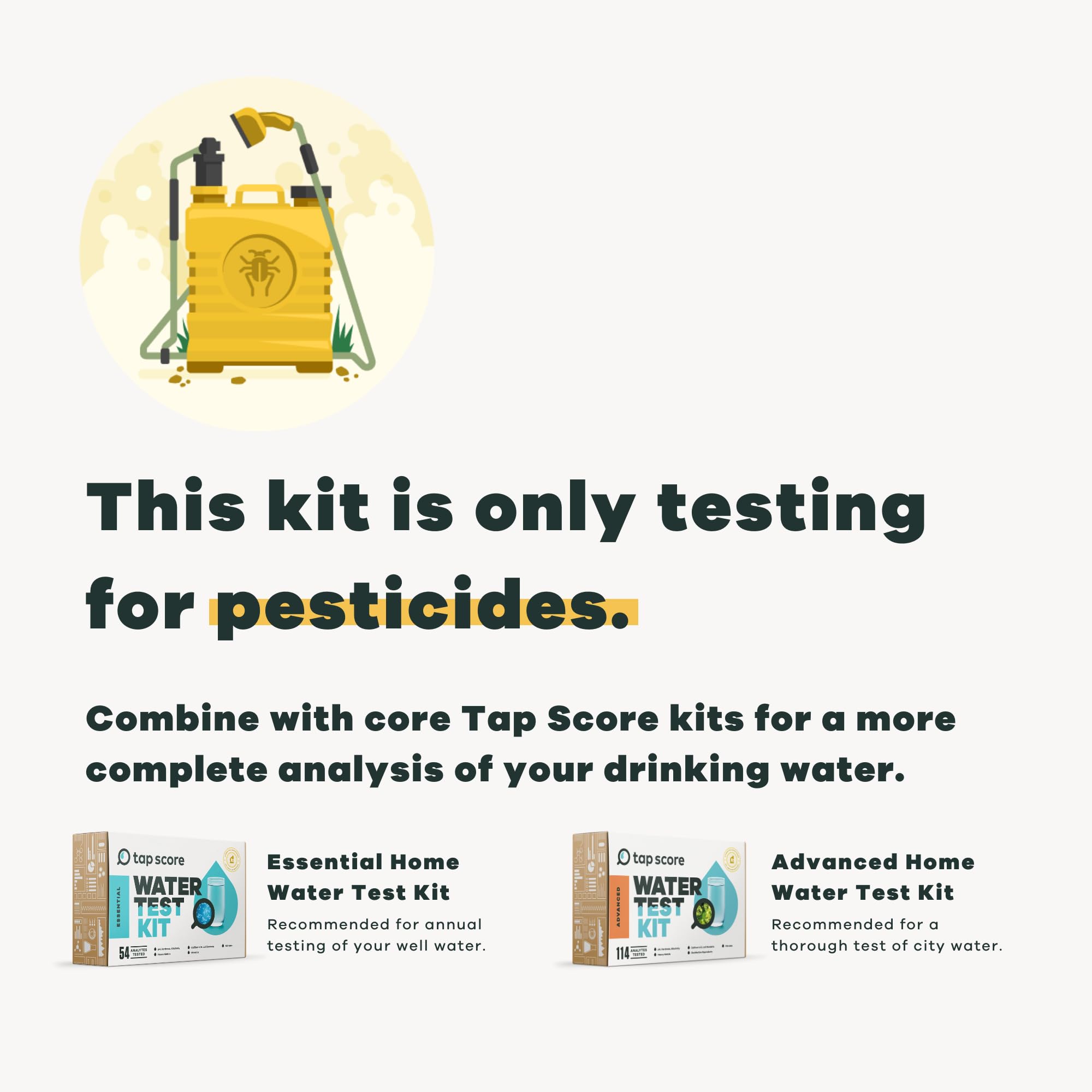 Tap Score Pesticides in Water Test Kit | Specialized EPA Certified Drinking Water Labs | #1 Best Home Water Test 2021-24 NYT Wirecutter | 100% Unbiased