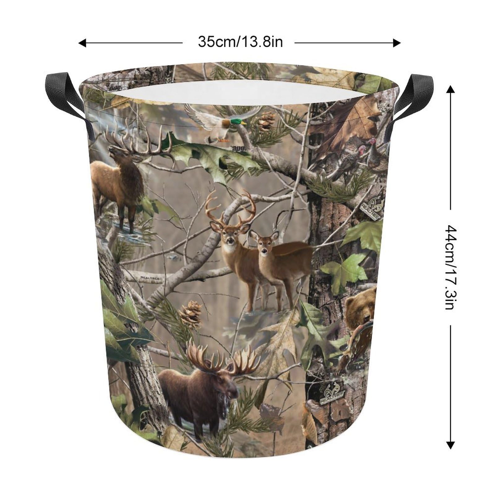 Camo Deer Camouflage Hunting Laundry Hamper with Handles Collapsible Storage Basket Laundry Basket