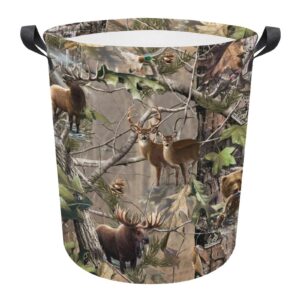 camo deer camouflage hunting laundry hamper with handles collapsible storage basket laundry basket