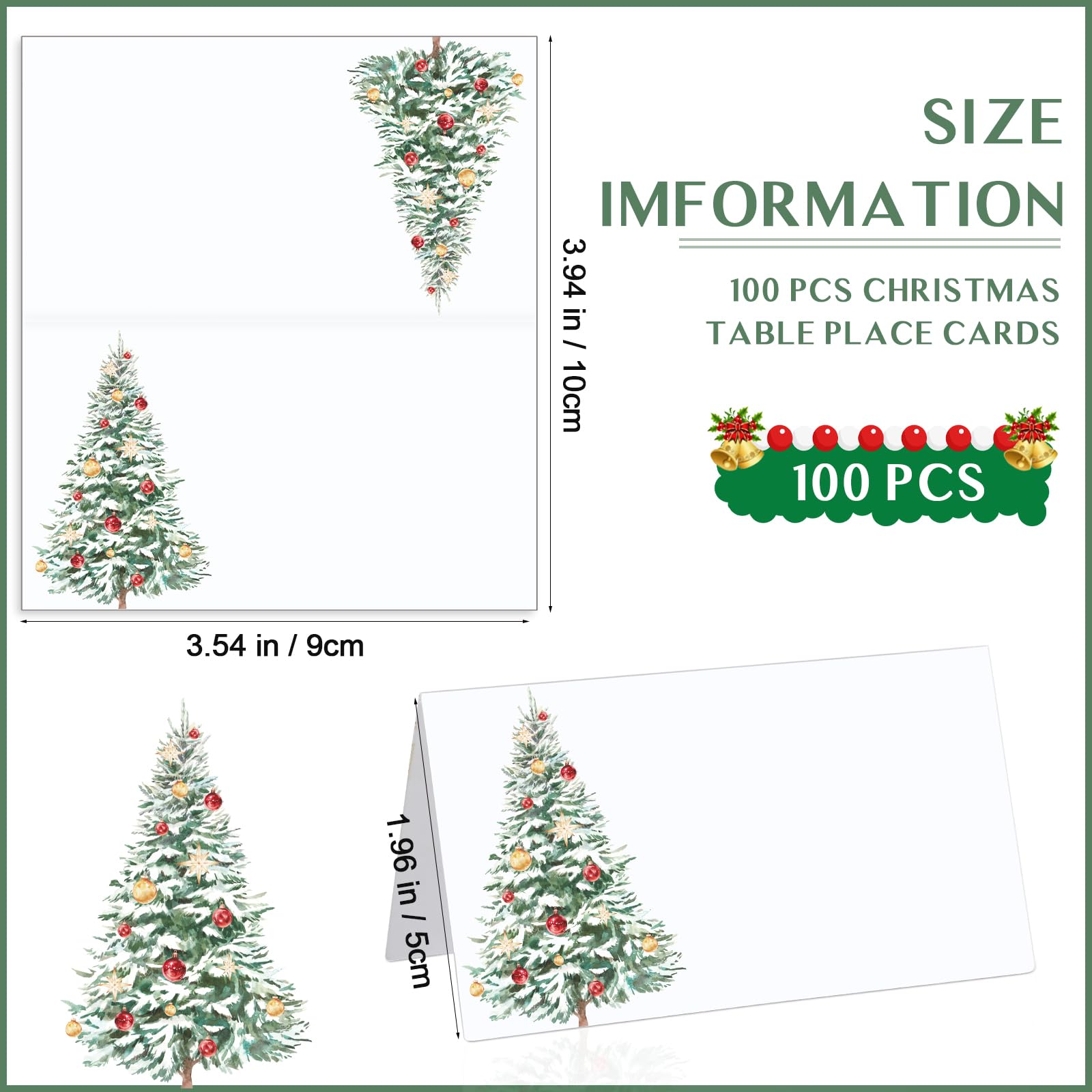 Fumete 100 Set Rustic Christmas Place Cards Name Cards for Table Holiday Place Cards with Christmas Tree Xmas Tree Christmas Light for Holiday Dinner Brunch Party or Any Occasion Party Decoration