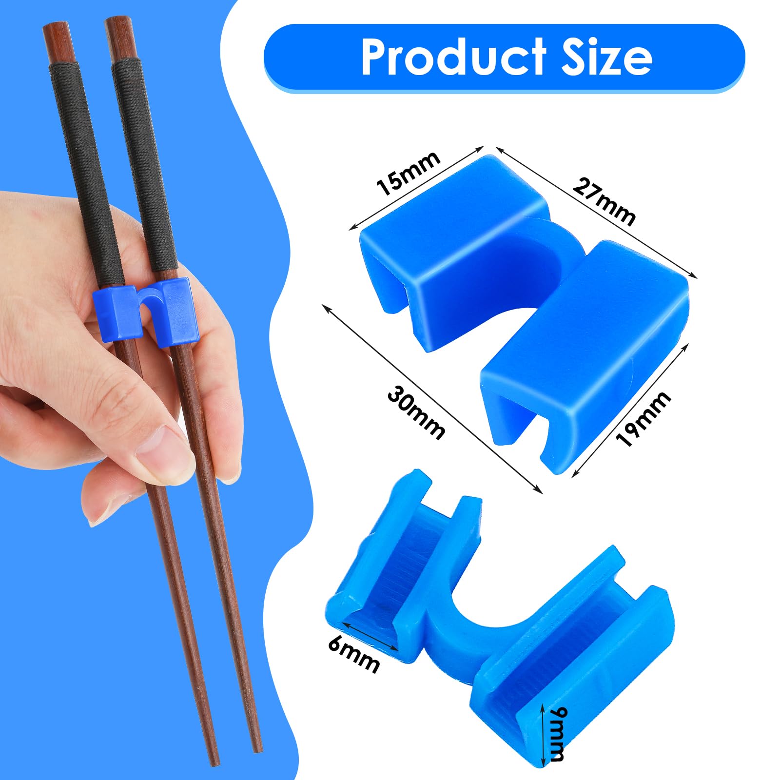 6 Pieces Reusable Chopstick Helper Training Chopsticks Replaceable Practice Chopsticks Hinges Connector Non Slippery Training Chinese Chopstick for Adults, Kids, Beginner, Trainers or Learner