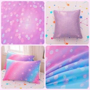 Full Size Bedding Sets Glitter Galaxy Bedding 6 Pieces Bed in A Bag Full Size,Kids Comforter Sets Rainbow Comforter,Full Size Bed Sheets and Comforter Set for Girls