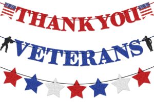 veterans day party decorations, thank you veterans banner, thank you to our heroes banner, we are so proud of you decorations for veterans police military army employees, memorial day veterans day