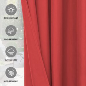 Easy-Going 100% Waterproof Outdoor Curtains Windproof Weatherproof Porch Curtains, Premium Thick Outdoor Privacy Grommet Top Panels for Patio, Gazebo and Pergola, 2 Panels, 54x96 inch, Red