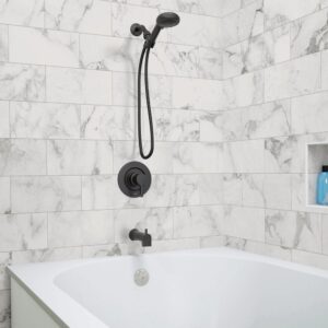 Moen Beric Matte Black Single Handle Modern Tub and Shower Faucet with Handshower, Valve Included, 82775BL