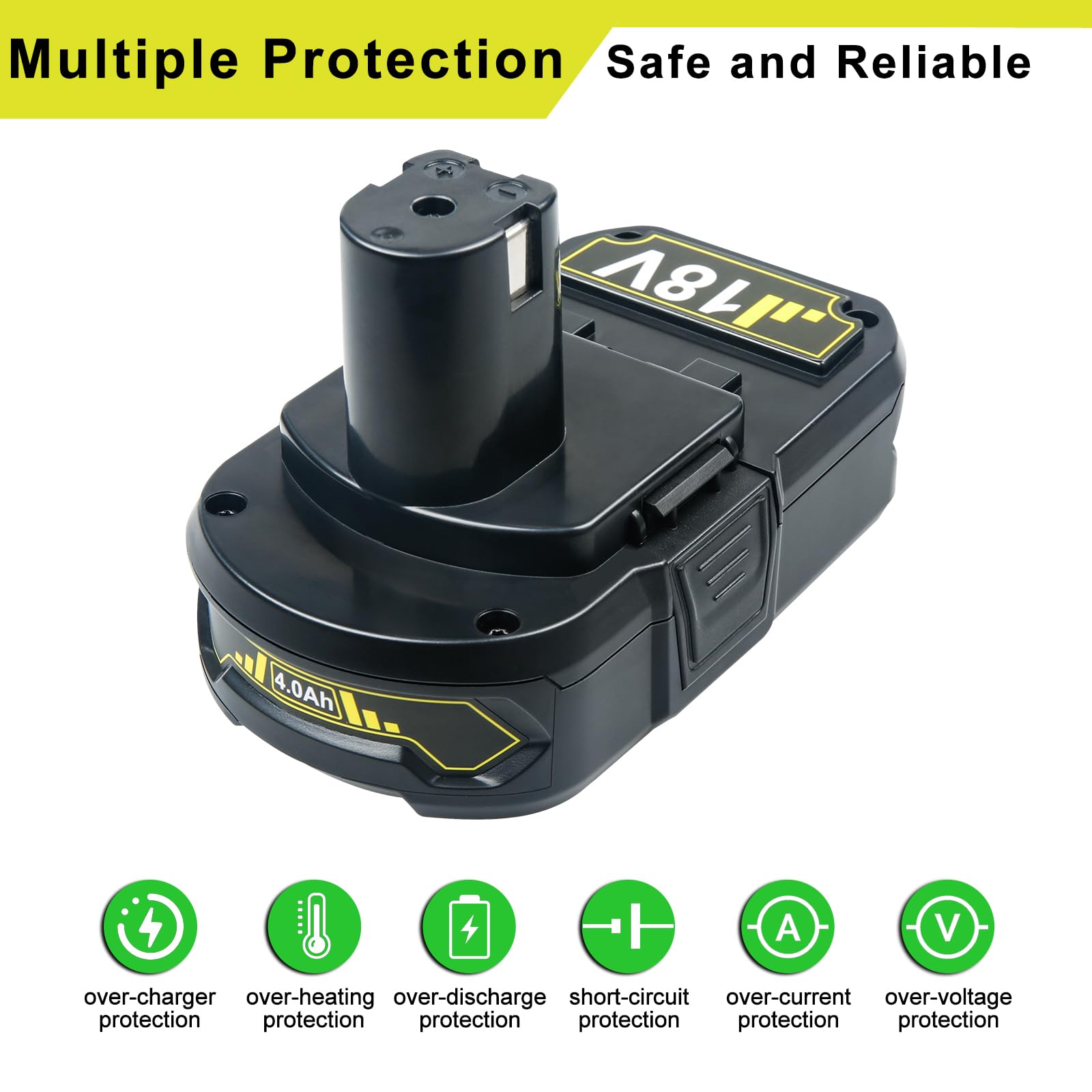 JGSPJ 4.0Ah Battery Replacement for Ryobi 18V ONE+ Battery P102 P103 P104 P105 P107 18Volt Lithium Battery 2Packs