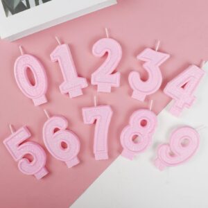 ZHIHUI 7pcs Number Birthday Candles, Pink Number 7 Cake Topper, 7th Birthday Candles, Pink and Cute Shiny Number Happy Birthday Cake Candles for Birthday Party Wedding Anniversary Celebration Supplies