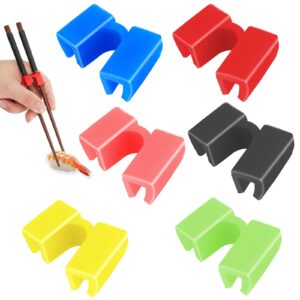 6 pieces reusable chopstick helper training chopsticks replaceable practice chopsticks hinges connector non slippery training chinese chopstick for adults, kids, beginner, trainers or learner