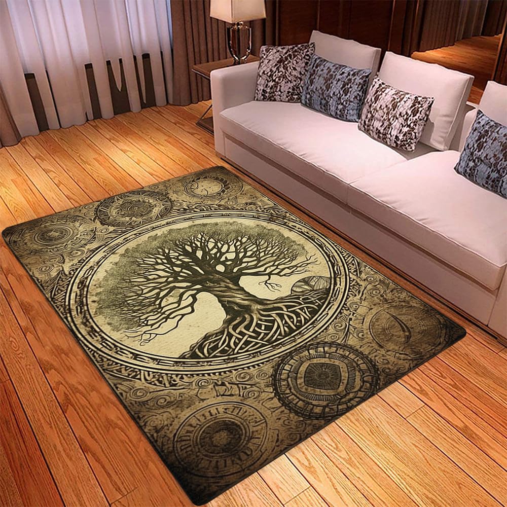 Tree of Life Celtic Rug - Tree of Life Rug Tree of Life Decor Viking Carpet Microfiber Area Rugs Viking Decor Machine Washable Rug Viking Nonslip Rug Viking Large Area Rug Viking Indoor Outdoor Rugs