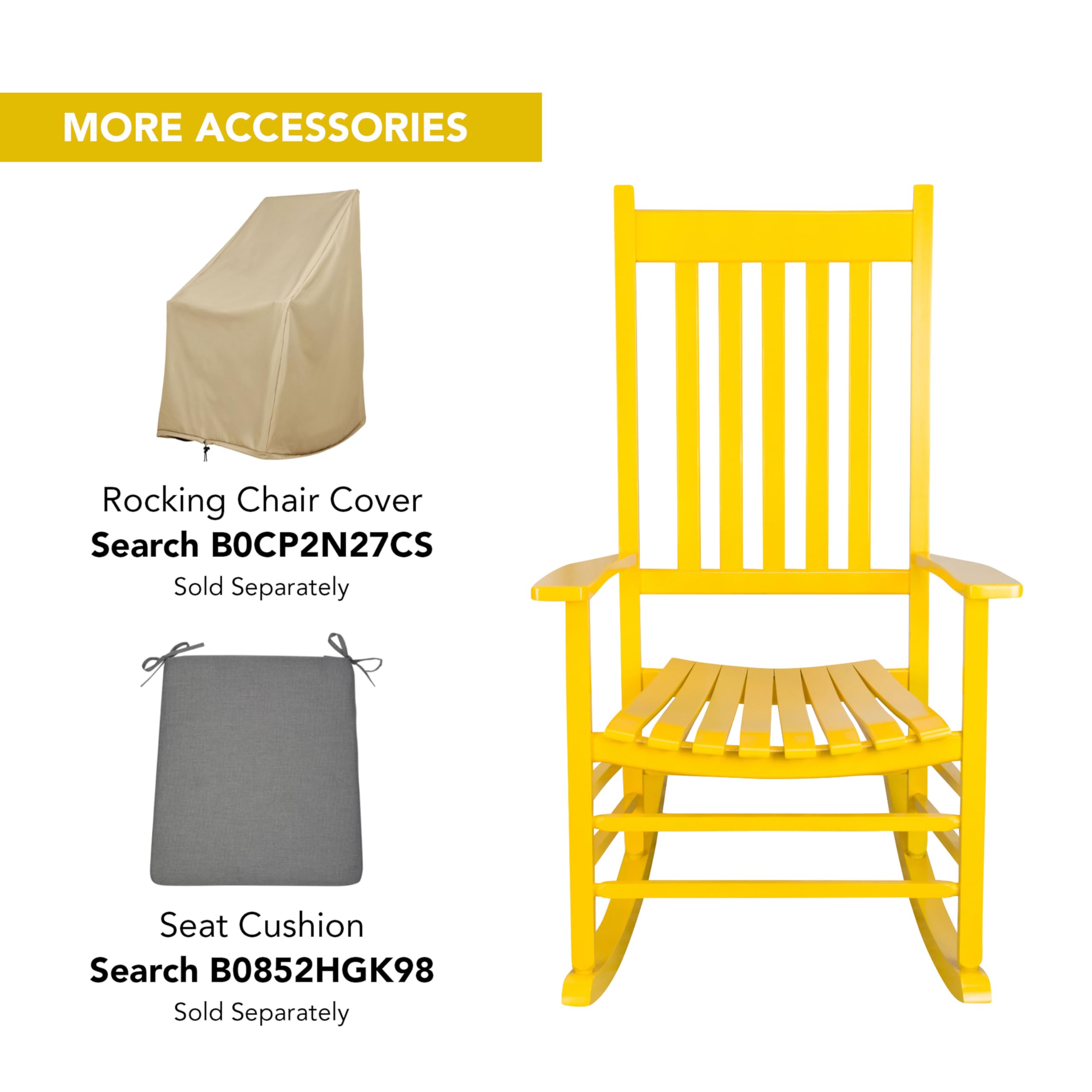 Shine Company Vermont Rocking Chairs, Outdoor Front Porch Rocker Set of 2, Lemon