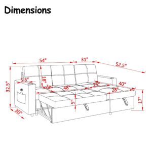 Bonrcea Pull Out Sleeper Sofa,L-Shaped Reversible Sleeper Sectional Sofa Bed with Storage Chaise for Living Room (Light.Brown)