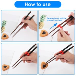 6 Pieces Reusable Chopstick Helper Training Chopsticks Replaceable Practice Chopsticks Hinges Connector Non Slippery Training Chinese Chopstick for Adults, Kids, Beginner, Trainers or Learner