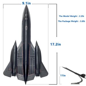 Mahfisj 1/72 Scale SR-71 Blackbird Model - 17.9 Inch Length - Metal Military Aircraft Replica - Premium Gift and Collectible