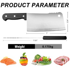 Kitory Meat Cleaver Knife 7", Chinese Chefs Kitchen Knife, HC German Steel Blade Full Tang Ergonomic Handle, for Home Kitchen and Restaurant