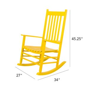 Shine Company Vermont Rocking Chairs, Outdoor Front Porch Rocker Set of 2, Lemon