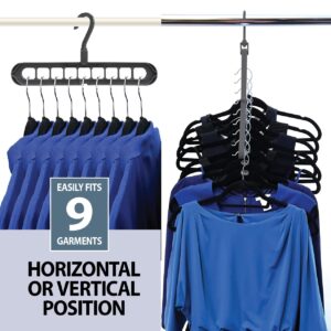 Wonder Hanger Slide Space Saving Clothes Hanger Organizer 8-Pack Easily Cascades Down to Maximize Closet Storage, Each Hanger includes 9 Slots holds 72 Garments (Grey)