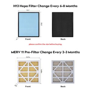 Upgraded 3 Pack MERV-11 Filter and 1 Pack HEPA& Activated Carbon Filter Replacement Set Compatible with AlorAir CleanShield HEPA 550 Air Scrubber (Pack of 4)