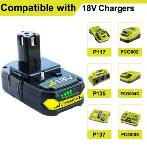 JGSPJ 4.0Ah Battery Replacement for Ryobi 18V ONE+ Battery P102 P103 P104 P105 P107 18Volt Lithium Battery 2Packs