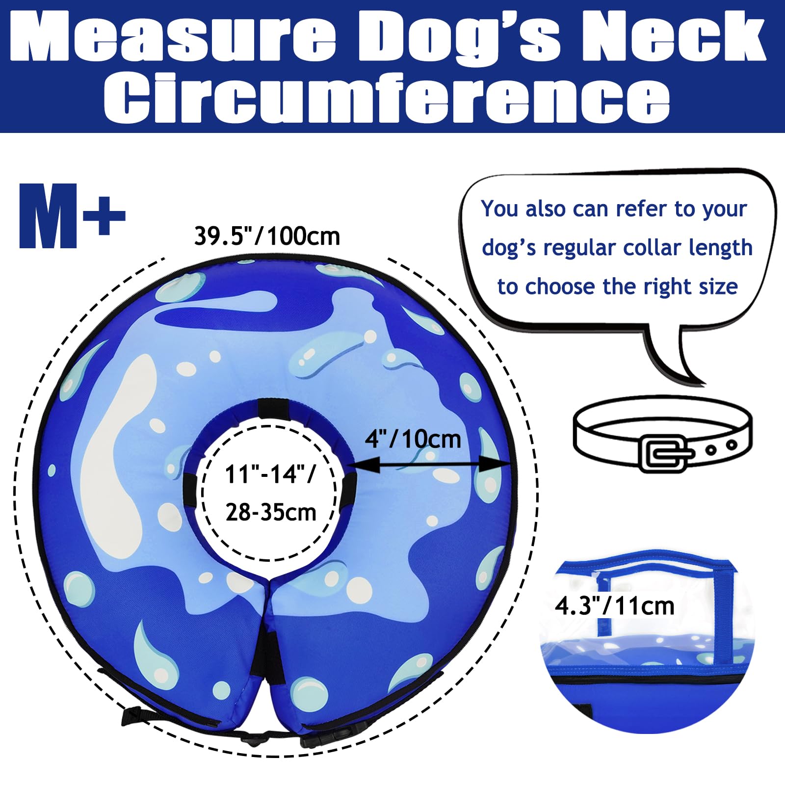 BARKLESS Dog Cone, Soft Dog Donut Collar After Surgery for Medium Large Dogs, Inflatable Dog Cone with Enhanced Anti-Licking Detachable Shield, Not Block Vision Dog Neuter Cone Alternative