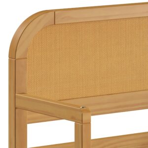 P’kolino Curva Rattan Kids Twin Size Floor Bed Frame with Headboard - FSC Certified Solid Pine Wood - Natural