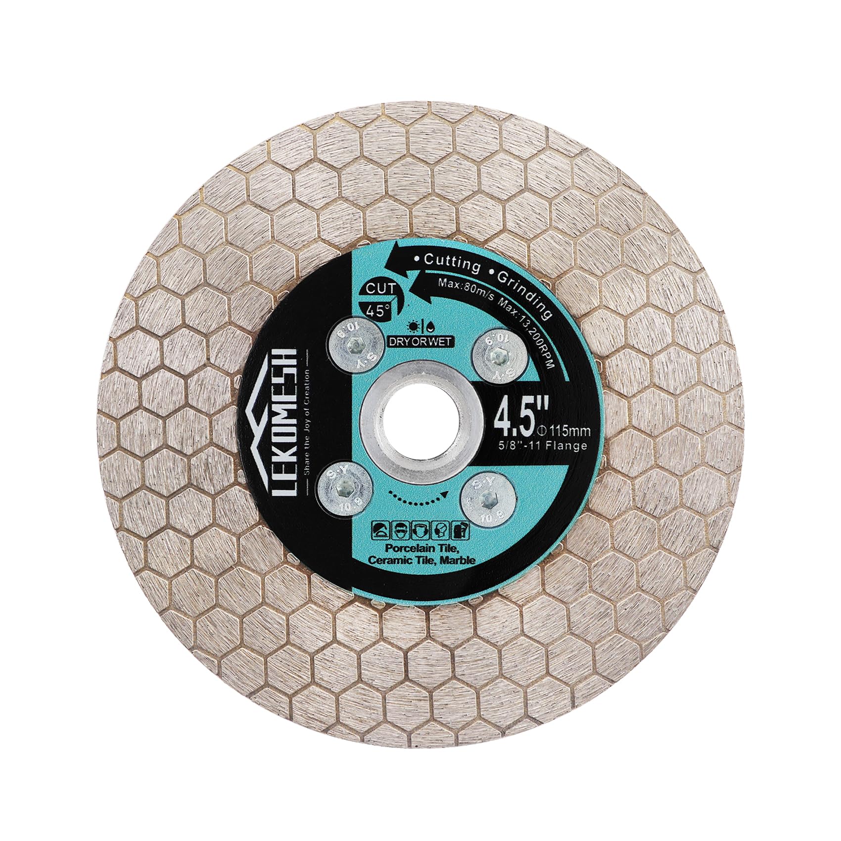 LEKOMESH 4.5 Inch/115MM Diamond Cutting Disc - Tile Saw Blade Cutting Wheel Double-sided Diamond Discs for Cutting Grinding Porcelain Ceramic Tile Marble Granite,5/8"-11 Thread