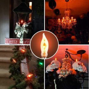 OHLGT Flicker Flame Light Bulb for Hallowwen Christmas Decorative 3 Watt, 120V, E12 Flame Candelabra Light Bulbs（6 Packs）