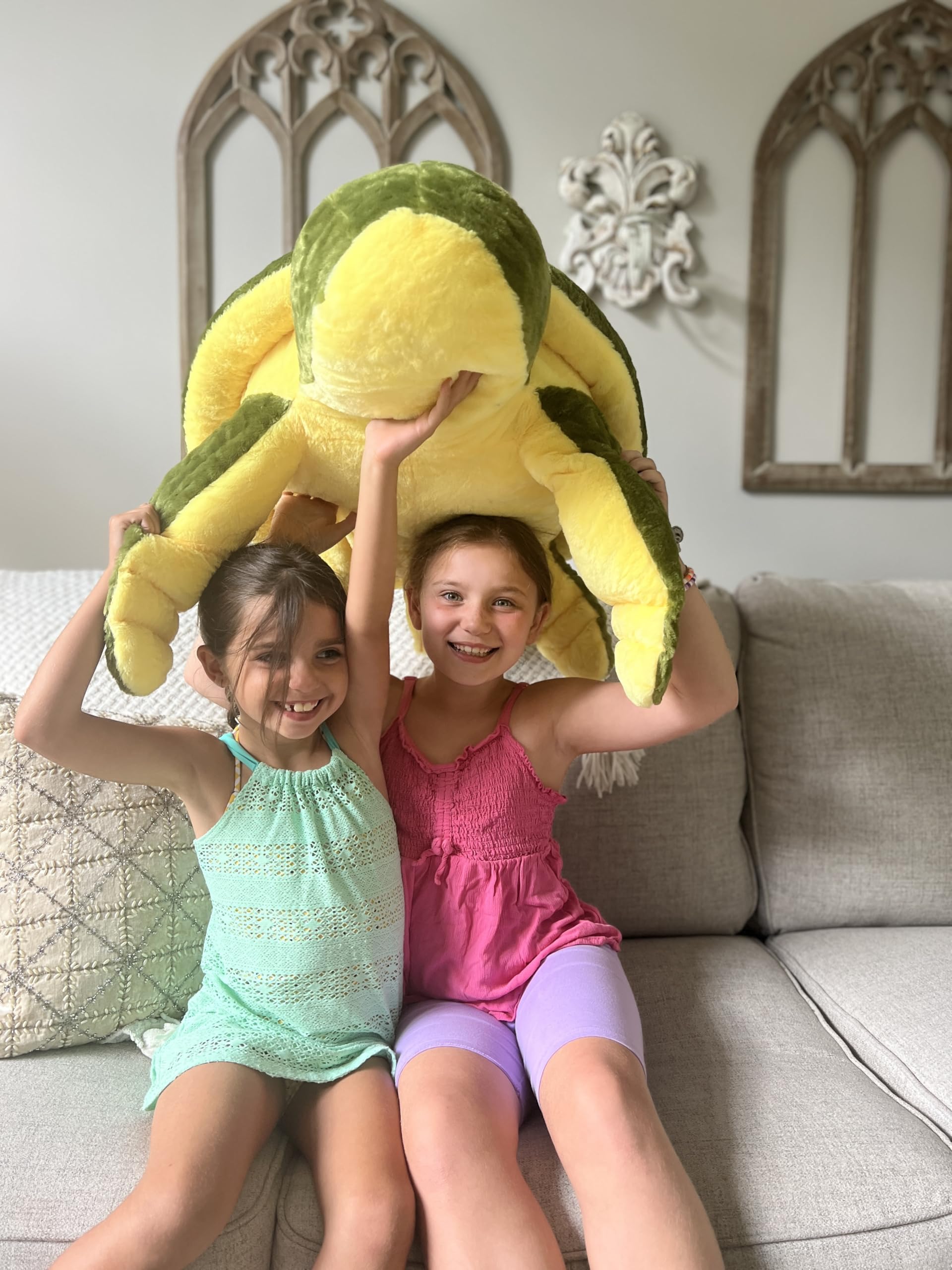 MorisMos Giant Turtle Stuffed Animal 33 inch, Large Stuffed Sea Turtle Plush Toy, Big Stuffed Turtle Pillow for Kids, Girls, Boys, Plush Turtle Gifts on Christmas, Valentine, Birthday, Green