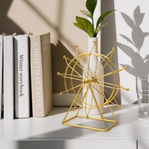 matuff gold ferris wheel decorations for office bookshelf decor, home decor living room shelf- spinning ferris wheel for gift birthday thanksgiving valentine's day