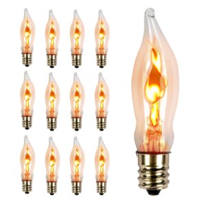 ohlgt flicker flame light bulb for hallowwen christmas decorative 3 watt, 120v, e12 flame candelabra light bulbs（12 packs）